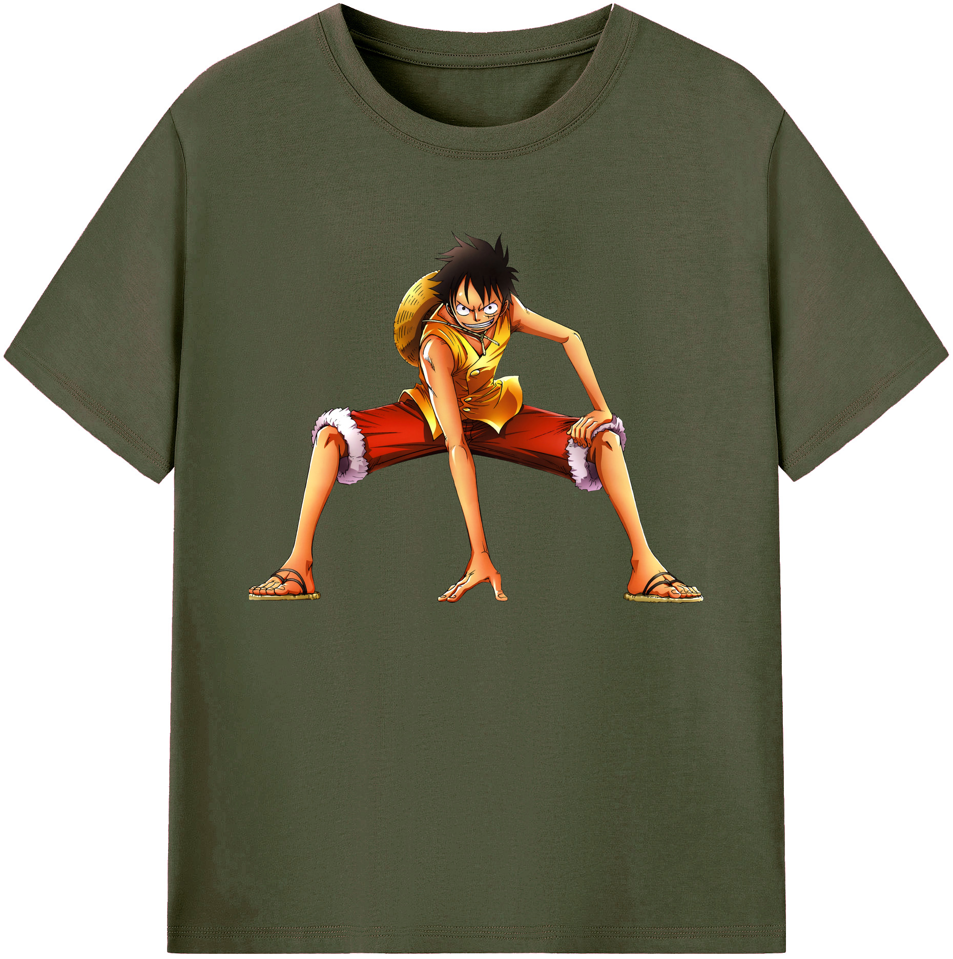 ワンピース モンキー・D・ルフィ ONE PIECE Monkey D. Luffy 綿100％ メンズ半袖Tシャツ｜肌触りやわらか＆通気性